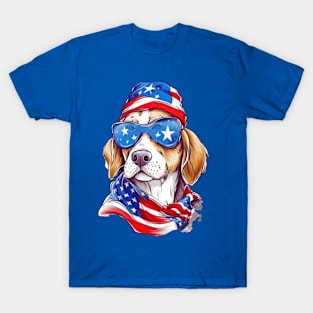 Cool Patriotic Dog, 4th of July Design T-Shirt